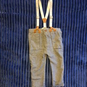 Zara Baby Boy Pants Suspenders  Music Note design & Elastic Waist - 2/3 Year old